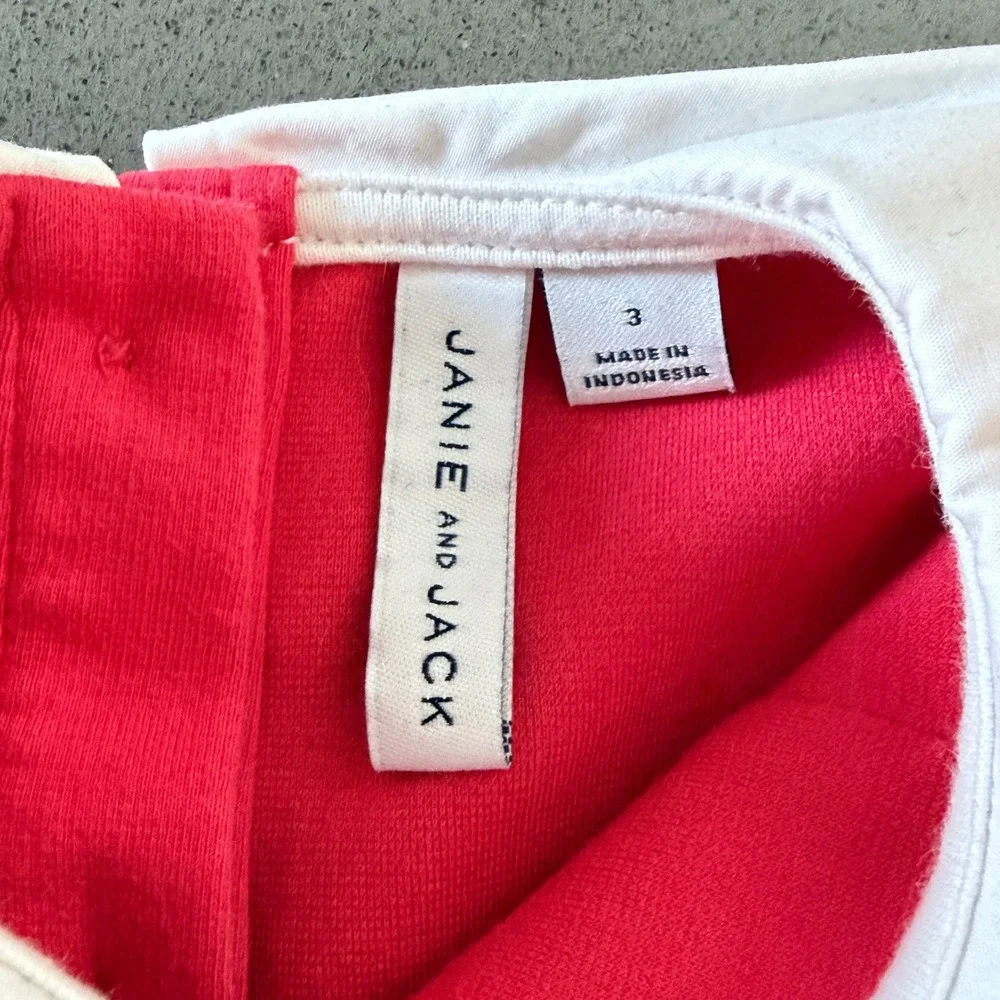 Janie and Jack Peter Pan Ponte Knit Dress Sz 3 Red Preppy School Annie Costume